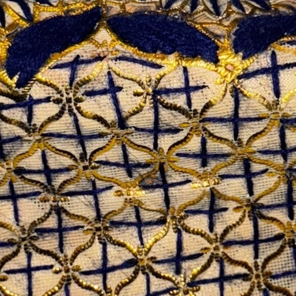 Large Artisan-Crafted Woven Embroidered & Leather Trim Tote Bag in Blue… - Picture 7 of 8